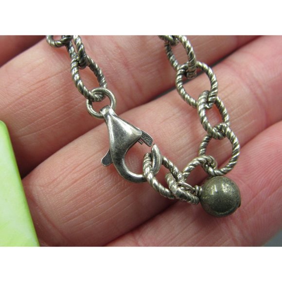 18" Sterling Silver Large Green Shell Pendant Necklace Vintage Minimalist - Picture 5 of 7